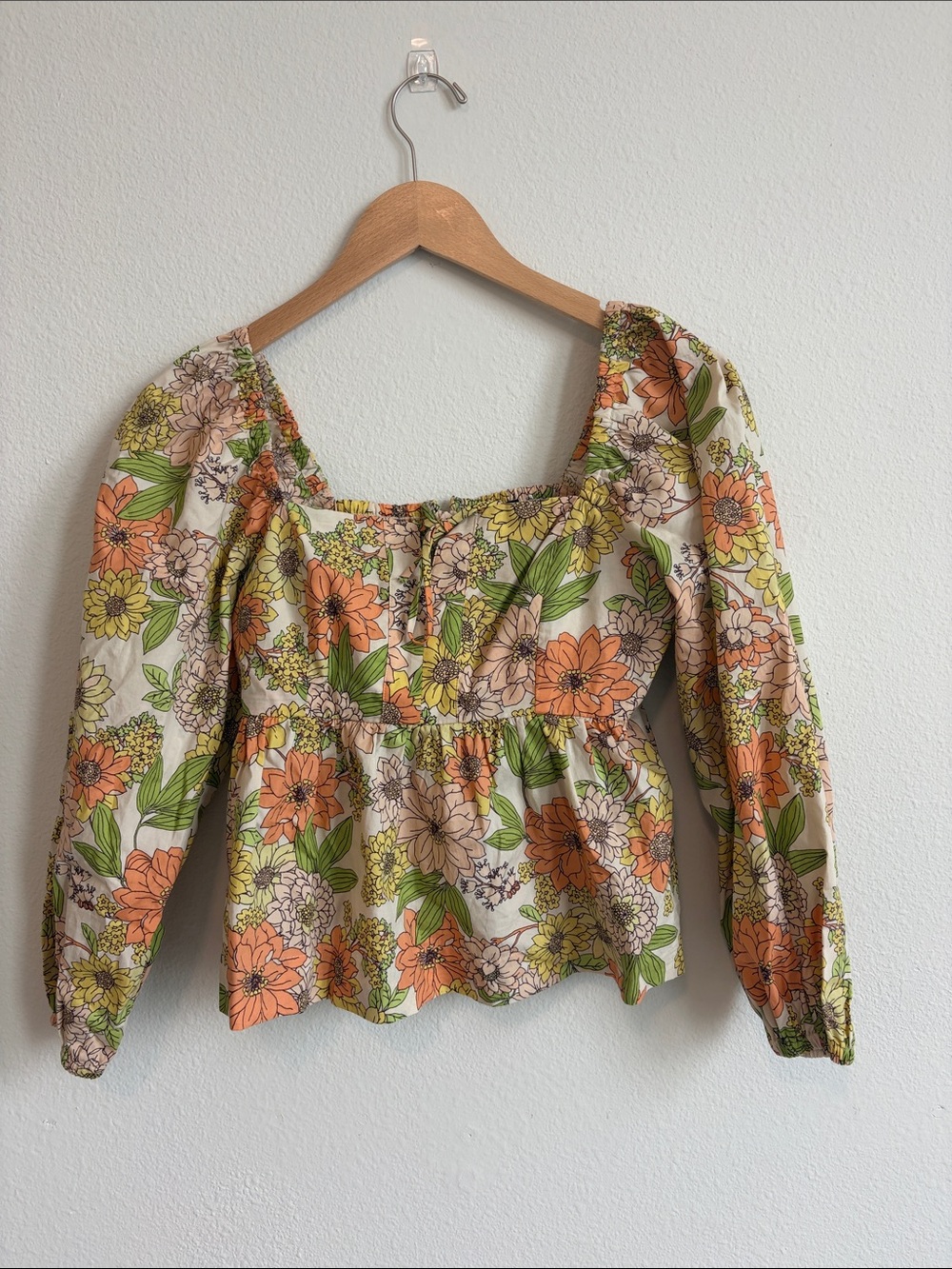 Floral Square-Neck Blouse